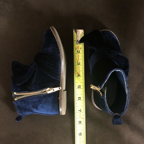 Janie & Jack Velvet Bow Bootie in sapphire blue - Picture 3 of 9